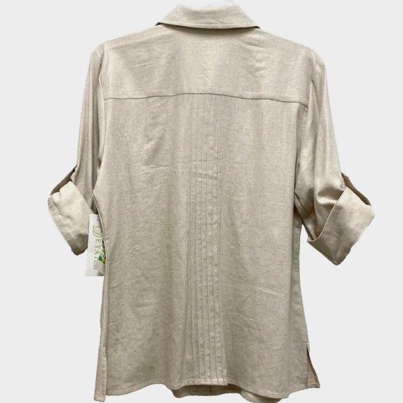 Details Womens Shirt Size M, Linen Cotton, Safari StyleButtondown, Collared, NWT - Picture 10 of 11